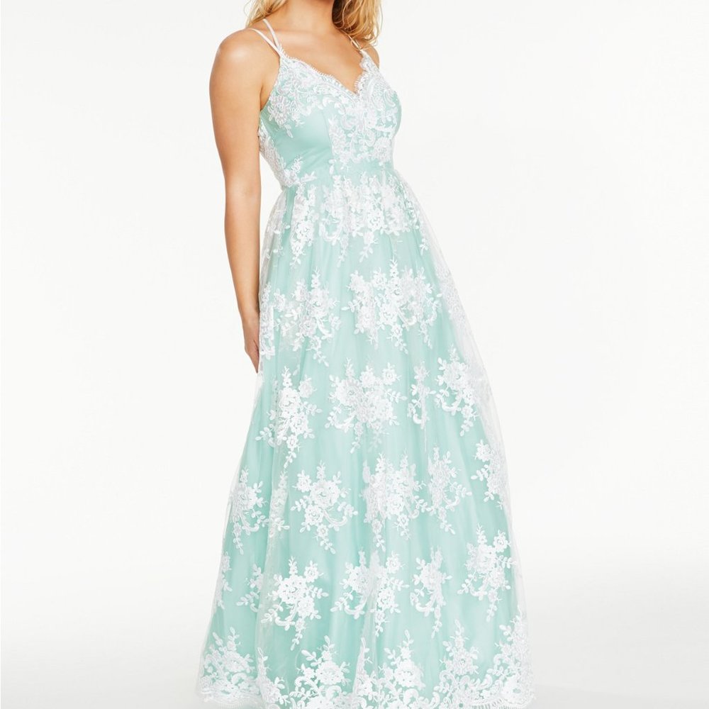 Say Yes to the Prom Juniors' Embroidered Mesh Gown